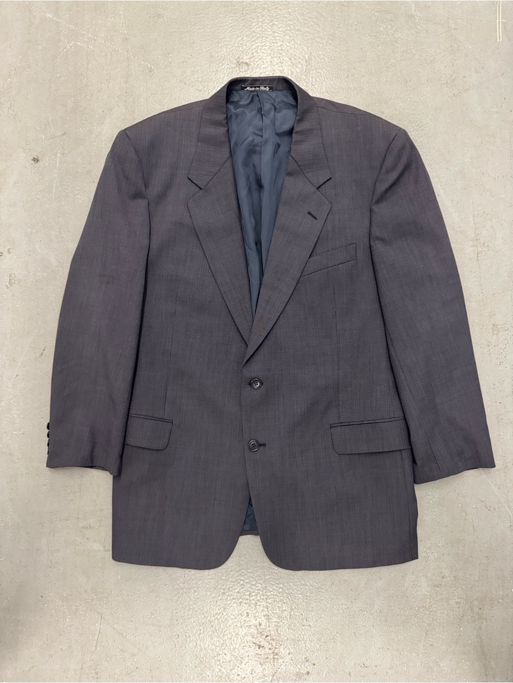 VTG Valentino Men's Dark Blue/Grey Two-Button Suit Jacket 46L - Made In Italy